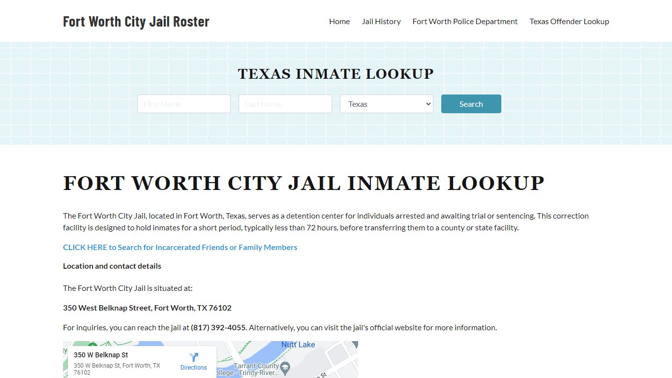 Fort Worth City Jail, TX Inmate Search, Jail Roster, Bookings