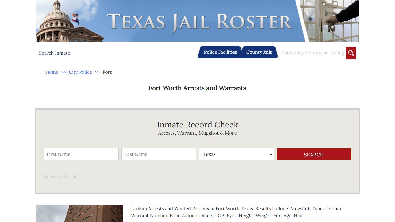 Fort Worth Arrests and Warrants | Jail Roster Search