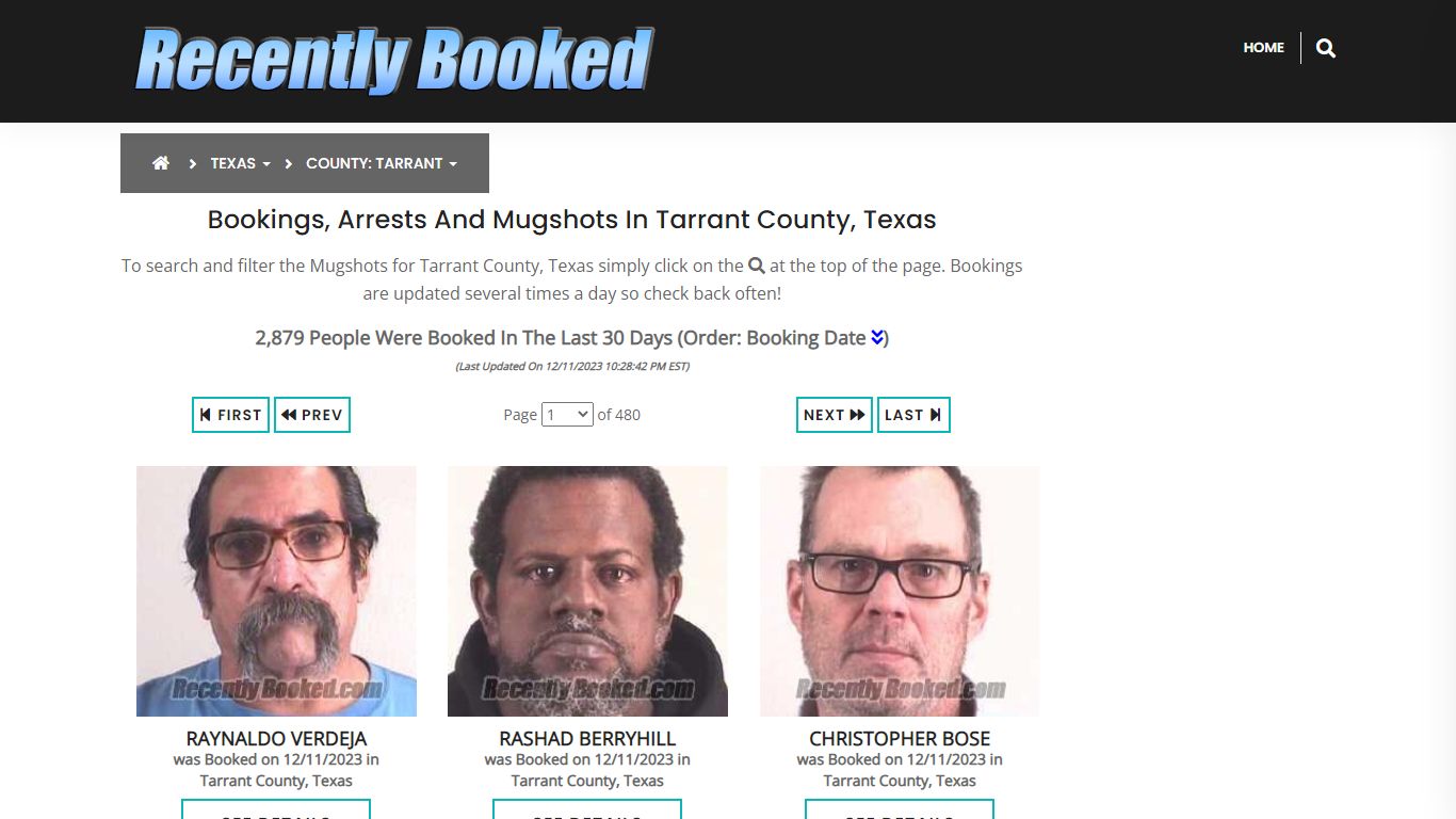 Recent bookings, Arrests, Mugshots in Tarrant County, Texas